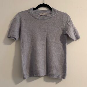Everlane Alpaca Wool Blend Soft periwinkle blue Knit Top Short Sleeve Sweater